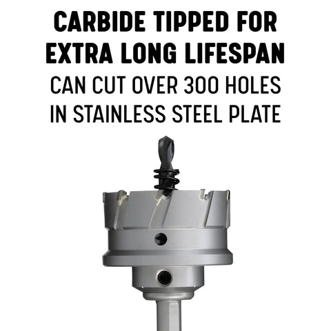 Three And Three Eighths Inch Carbide Tipped Hole Saw Cutter With One Inch Depth Of Cut For Stainless Steel Cast Iron Sheet Metal