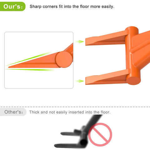 48 Inch Wrecking Bar With Dual Tines, Heavy Duty Pallet Buster With Steel Handle For Fast Deck Removal, Nails, Drywall, Flooring, And Siding Demolition, Renovation And Construction Made Easy, sharp corner tine detail