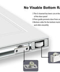 Concealed Barn Door Kit 36x84 with Soft Close Hardware and Matte Black Pulls, close-up of bottom rail mechanism detail.