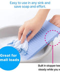 Heavy Duty Japanese Plastic Washboard For Laundry Scrubbing Portable Hand Wash Board Hella Tough For Socks Underwear Baby Gear Durable Textured Surface Removes Dirt Fast Perfect For Travel And Camping Adventures, used in sink for small loads.