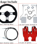 Brake And Throttle Pedal Kit With 71 Inch Cable And 270mm Steering Wheel For Go Karts And Drift Trikes package contents