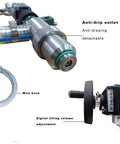 No Fuss Heavy Duty Semi Automatic Liquid And Paste Bottle Filler With Precision Air Cylinder showing digital fill adjustment and anti-drip outlet.