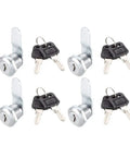 Cam Lock Set Of 4 With Five Eighth Inch Cylinder Length Fits Up To Five Sixteenth Inch Panel Thickness No 4 Cam Keyed Different Zinc Alloy Chrome Plated File Cabinet Locks