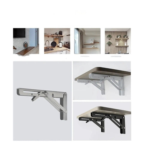 Two Pack Beefy Triangle Folding Angle Brackets Heavy Duty Shelf Supports for Wall Mounted Shelves and Work Tables Black 10 Inch