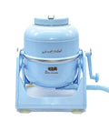 Compact Manual Portable Washing Machine For Apartments And Rvs No Hookups Required Countertop Mini Clothes Washer Fast Fresh Threads Spin Cycle For Tiny Homes And Everyday Laundry Needs Blue in a blue design with hand crank.