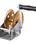 Beefy 1600 Lb Hand Boat Winch With 4 To 1 Gear Ratio Portable Two Way Ratchet Rope Crank Easy Install For Boat Trailers And ATVs Heavy Duty Towing Power, steel boat winch with gear drum