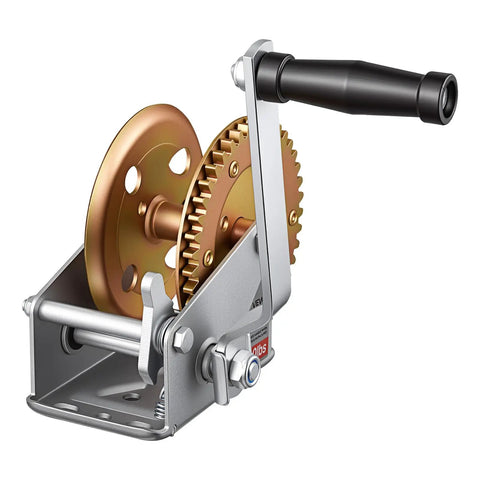 Beefy 1600 Lb Hand Boat Winch With 4 To 1 Gear Ratio Portable Two Way Ratchet Rope Crank Easy Install For Boat Trailers And ATVs Heavy Duty Towing Power, steel boat winch with gear drum