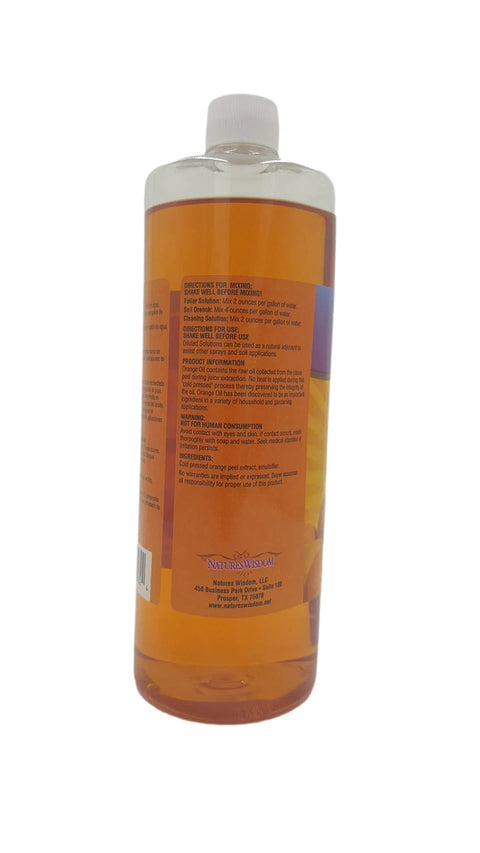 Orange Oil Concentrate Quart Cold Pressed Pure Orange Peel Extract For Cleaning Cooking Aromatherapy And Diy Projects A Multipurpose Biodegradable Natural Scent Solution bottle label back view