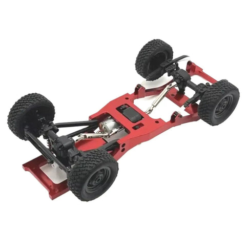 Red metal RC car chassis frame for 1 to 12 scale Mn82 Lc79 crawler upgrades, durable easy install chassis component with shock absorption.