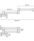 Technical drawing for Pot Filler Faucet Wall Mounted Stainless Steel Kitchen Must Have Dual Stretchable Arm Folding Swing