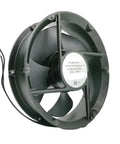 Beefy Heavy-Duty Industrial Cabinet Axial Cooling Fan 220 x 220 x 60mm 18cm, 220V AC, 0.43A, 65W, High Flow Exhaust Ventilation Fan For Enclosures And Electronics Cabinets. Black axial fan with wires for cabinet ventilation.