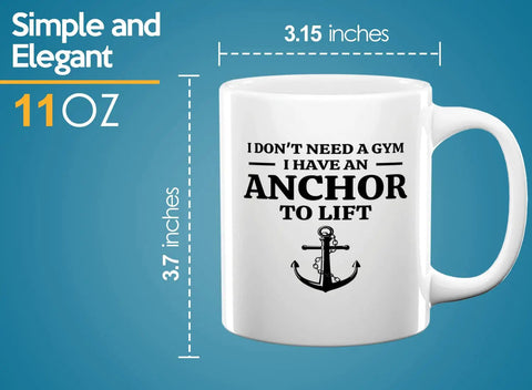 Sailor Coffee Mug 11oz White With Anchor To Lift Funny Boater Gift For Sailors Lake Lovers
