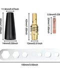 MIG Torch Consumable Kit For 15AK And MB15 With 0.8mm Copper Contact Tips, gasless nozzles, holders, and wrench dimensions