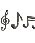 3 Piece Music Note Cast Iron Wall Hooks For Hanging Your Coats Hats And Totes Pretty Sweet Decorative Heavy Duty Coat Rack.