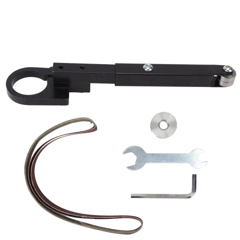 Heavy Duty Angle Grinder To Belt Sander Adapter Conversion Kit For 100Mm 125Mm Grinders includes main shaft, drive plate, and wrench set.