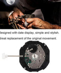 Three Hands Quartz Movement With Date Display Replacement for Watch Repairs mechanism close-up with dual calendar feature.