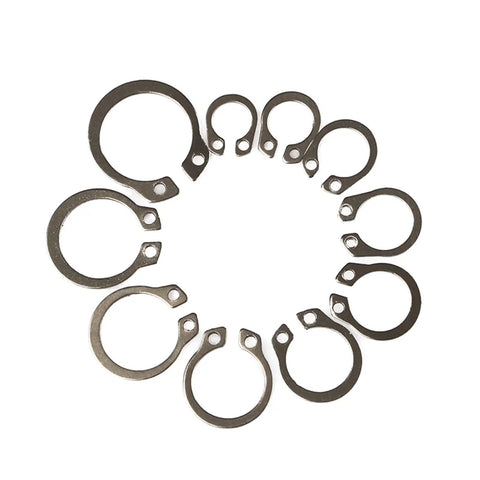 Durable 304 Stainless Steel External Circlip Kit With 100 Pcs Assortment Of 8 To 18mm Shaft C Type Snap Rings