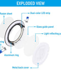 Exploded view of Slim 4 Inch 5CCT Recessed LED Downlight Kit with J Box Canless Aluminum Dimmable from 5 to 100 Percent ETL Listed