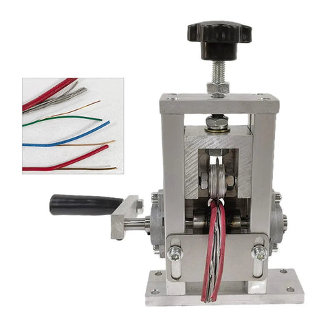 Heavy Duty Electric Wire Stripping Machine For Scrap Copper Cable Peeling And Cutting Tool compatible with 1Mm to 26Mm wires, shown with red and copper wiring.