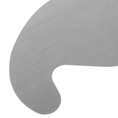 Close-up of a steel scraper blade from the 2 Set Multi Shaped Steel Card Scrapers For Woodworking And Cabinet Fixes.