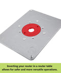 Beast Mode Router Table Insert Plate Built From Heavy Duty Aluminum Alloy Panel with precision center hole for accurate routing.