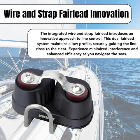 Premium Nylon Sailing Cam Cleat With Wire And Strap Fairlead 132 for Line Sizes One Eighth to Three Eighths Inch 3 10 Millimeters