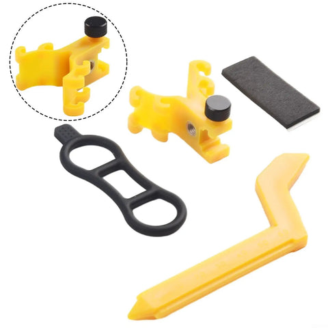 Yellow bike wheel repair tool with wheel truing stand and percentage adjustment for precise accuracy, compact and durable.