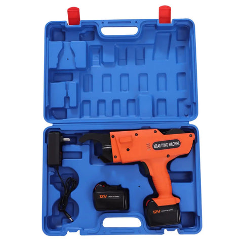 Workhorse Rebar Tie Gun 30 Mm To 60 Mm Cordless Tying Tool With Pliers And Charger in blue case