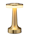 Portable Dope LED Table Lamp With Touch Sensor Three Levels Of Brightness Rechargeable Battery Lasting Up To 48 Hours Night Light For Kids And Nursery Perfect Nightstand Or Bedside Lamp In Gold, shown standing with soft glow.