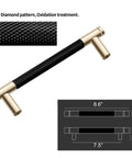 Gold and Black Knurled Bar Cabinet Pulls 24 Pack with 7.5 Inch Center, 8.6 Inch Long Aluminum Drawer Handles, brushed gold finish