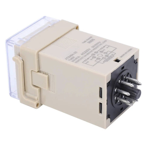 3D LED Digital Time Relay For AC220V Industrial Automation, Adjustable Timing And Cycle Delay Control Unit, Digital Setting Interface, Pro Grade Delay Module For Machinery And Equipment, side view