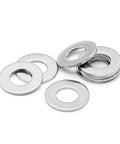 Group of flat washers, stainless steel 304, 7/16 in outer diameter, for screws and bolts