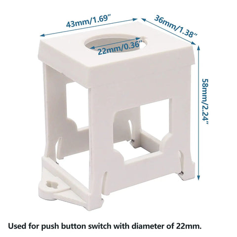Side view of white polycarbonate 4 Pack 22mm Push Button Switch DIN Rail Mounting Bracket Set Waterproof Dustproof Polycarbonate Construction Keeps Button Secure And In Place Durable Industrial Panel Mounts Switches And Rails Not Included