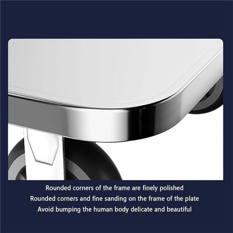 Close-up of the rounded corner of the Heavy Duty Folding Platform Cart Featuring Smooth Five Inch Swivel Casters.