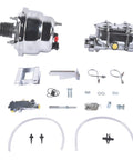 Components of 7 Inch Chrome Brake Booster and Master Cylinder Replacement Kit with Disc Drum Valve for Chevy Bel Air 1955-1957
