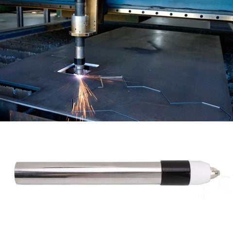 Heavy Duty Plasma Cutting Torch Head With Straight Handle, 10-80A Range, CNC machine cutting metal sheet cleanly.