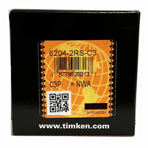 Packaging for Two Pack 6204-2RSC3 Double Rubber Seal Bearings 20x47x14mm Pre Lubricated For Smooth Spin With Chrome Steel Construction