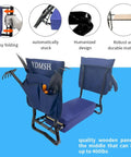 Heavy Duty Garden Kneeler And Seat Extra Wide Bench with foldable design, thick foam cushions, and attached tool pockets