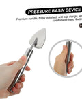 Hand holding stainless steel Garden Digging Tool Hand Shovel For Cultivation And Planting No Handle Design Easy Soil Loosening Weeding