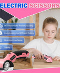 Woman using 4.2V Cordless Electric Box Cutter And Scissors High Powered Battery Powered Rotary Blade Cutting Tool for cardboard.
