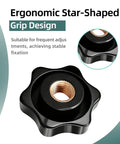 Rock Solid No Sweat 12 Pack Star Knobs M8 Thread Knurled Clamping Nuts Matte Black ergonomic star-shaped grip design.