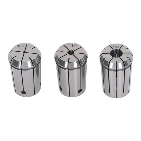 Premium 3Pcs OZ25 Spring Steel Collet Chuck Set For Milling Machine And Cnc Lathe, showing 1/8, 1/4, 1/2 inch collets.
