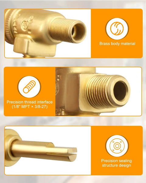 Four Piece Gas Burner Valve Fits JTRH-2FHT JTRH-36B JTRH-36B-36C JTRH-36GT Plus JB JMSS-05-T-60 and Other JTRH JMSS Series Replacements 4418500200 Horizontal Split Valve 1/8 Inch MPT to 3/8-27 brass valve