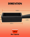 Cast iron ingot mold for 100 oz gold bar, loaf shape with side handle.