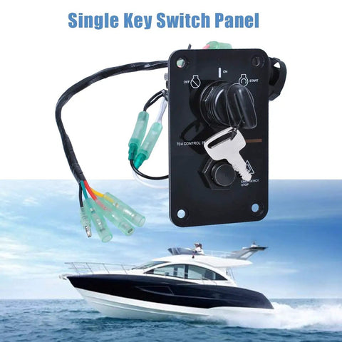 Plug-And-Play 12V Boat Key Switch Panel For Outboard Motors, No-Fuss Direct Replacement Ignition Switch, 10-Pin Harness, Universal Marine Control Box For Yacht And Boat Use, Compatible With 704-82570-08-00 Series