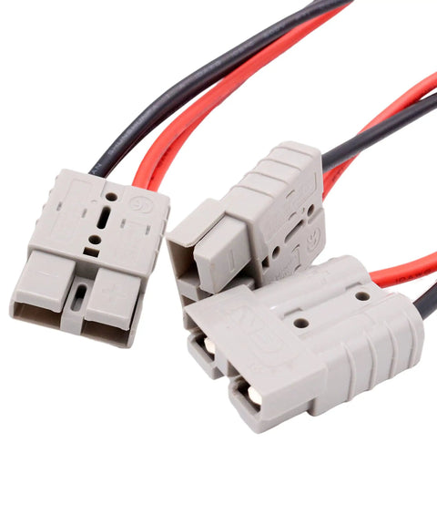 2 Pack 175 Amp Battery Quick Disconnect Connectors for 2 to 4 Gauge Cables, Beefy Battery Terminal Kit for Car Winch and Trailer, 12 Volt Wire Harness Plug and Jumper Cable Connect and Disconnect gray PC shell connectors with red and black cables