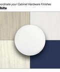 White cabinet hardware finish in coordinated color palette display