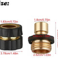 Top Tier Garden Hose Quick Connector Upgrade Kit, 3/4 Inch Male Female Fitting Adapter, size diagram with brass and black hose parts