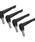 Dead Easy M10 Clamping Lever Handle Featuring Top Shelf Quick Release Lock Knobs And Sleek Black Coated Finish, four stainless steel levers.