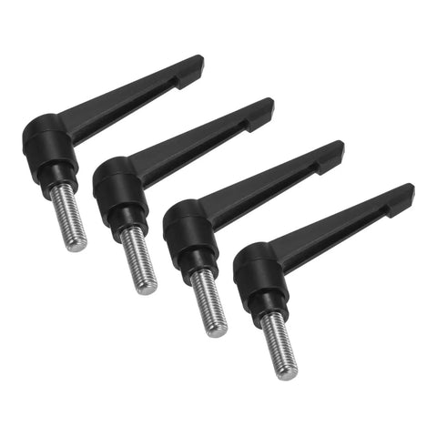 Dead Easy M10 Clamping Lever Handle Featuring Top Shelf Quick Release Lock Knobs And Sleek Black Coated Finish, four stainless steel levers.